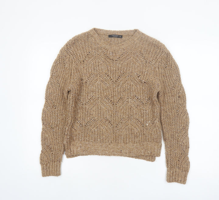 LCW Casual Women Beige Chunky-Knit Pullover Jumper XS