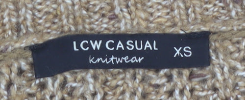 LCW Casual Women Beige Chunky-Knit Pullover Jumper XS