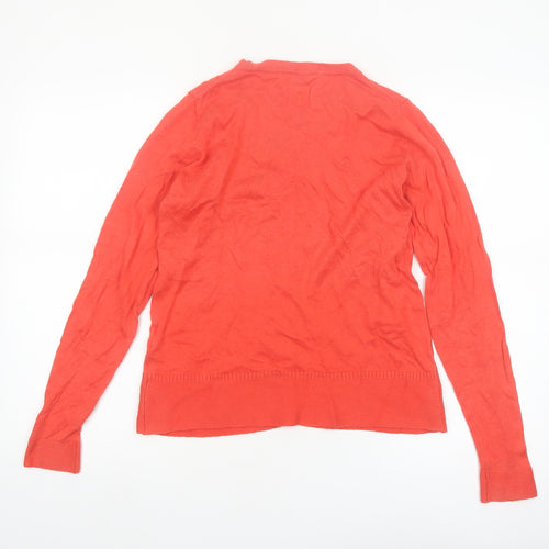 Joules Women Red Cotton Blend Cardigan UK 8 V-Neck Button Knit