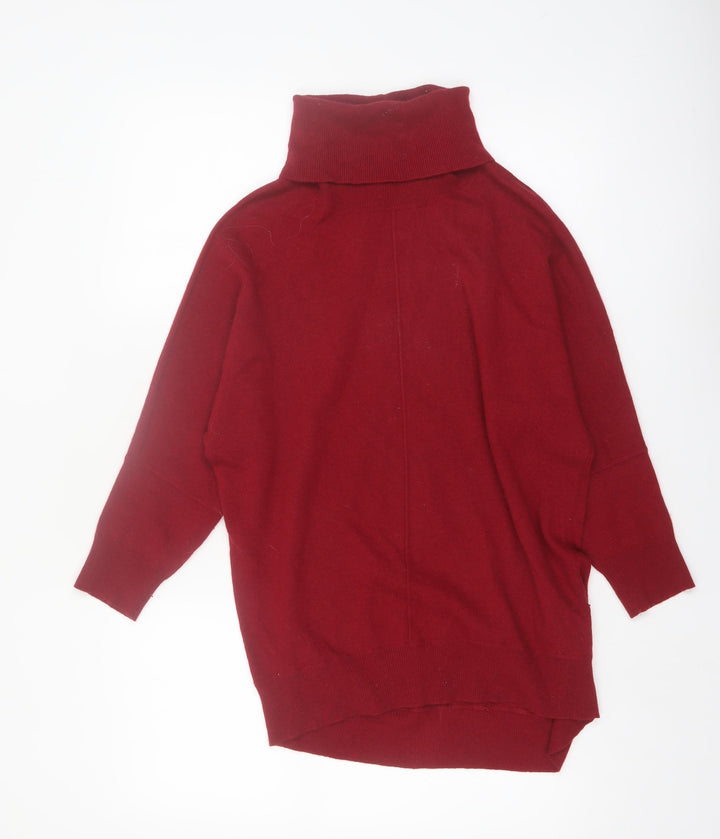 Jigsaw Mens Red Roll Neck Wool Cashmere Jumper XS
