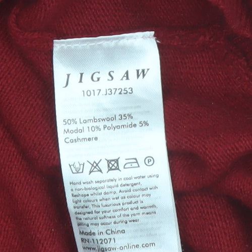 Jigsaw Mens Red Roll Neck Wool Cashmere Jumper XS