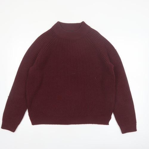 Vero Moda Womens Red Chunky Knit Mock Neck Jumper Size M