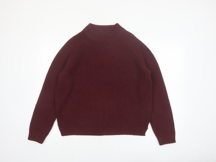 Vero Moda Womens Red Chunky Knit Mock Neck Jumper Size M