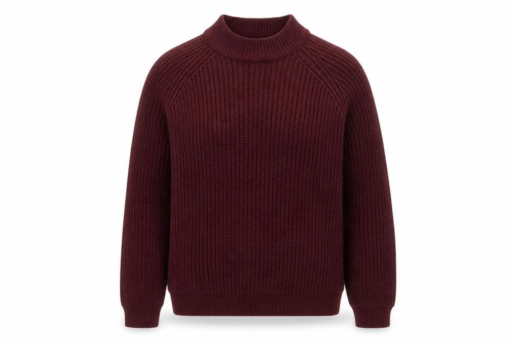 Front view of Vero Moda women’s red chunky knit mock neck jumper, size M