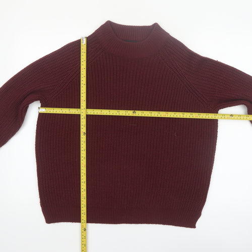 Vero Moda Womens Red Chunky Knit Mock Neck Jumper Size M