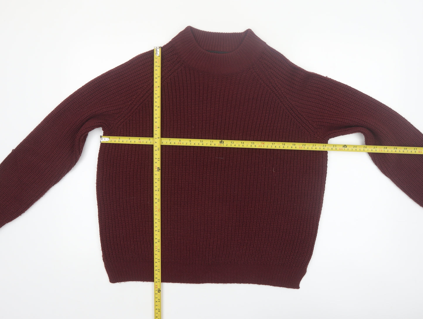Vero Moda Womens Red Chunky Knit Mock Neck Jumper Size M