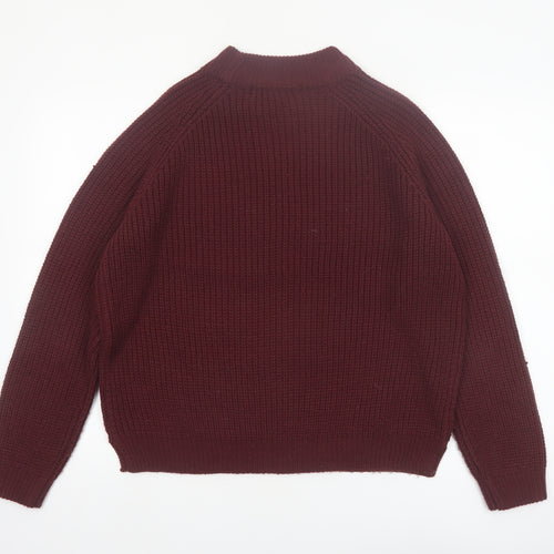 Vero Moda Womens Red Chunky Knit Mock Neck Jumper Size M