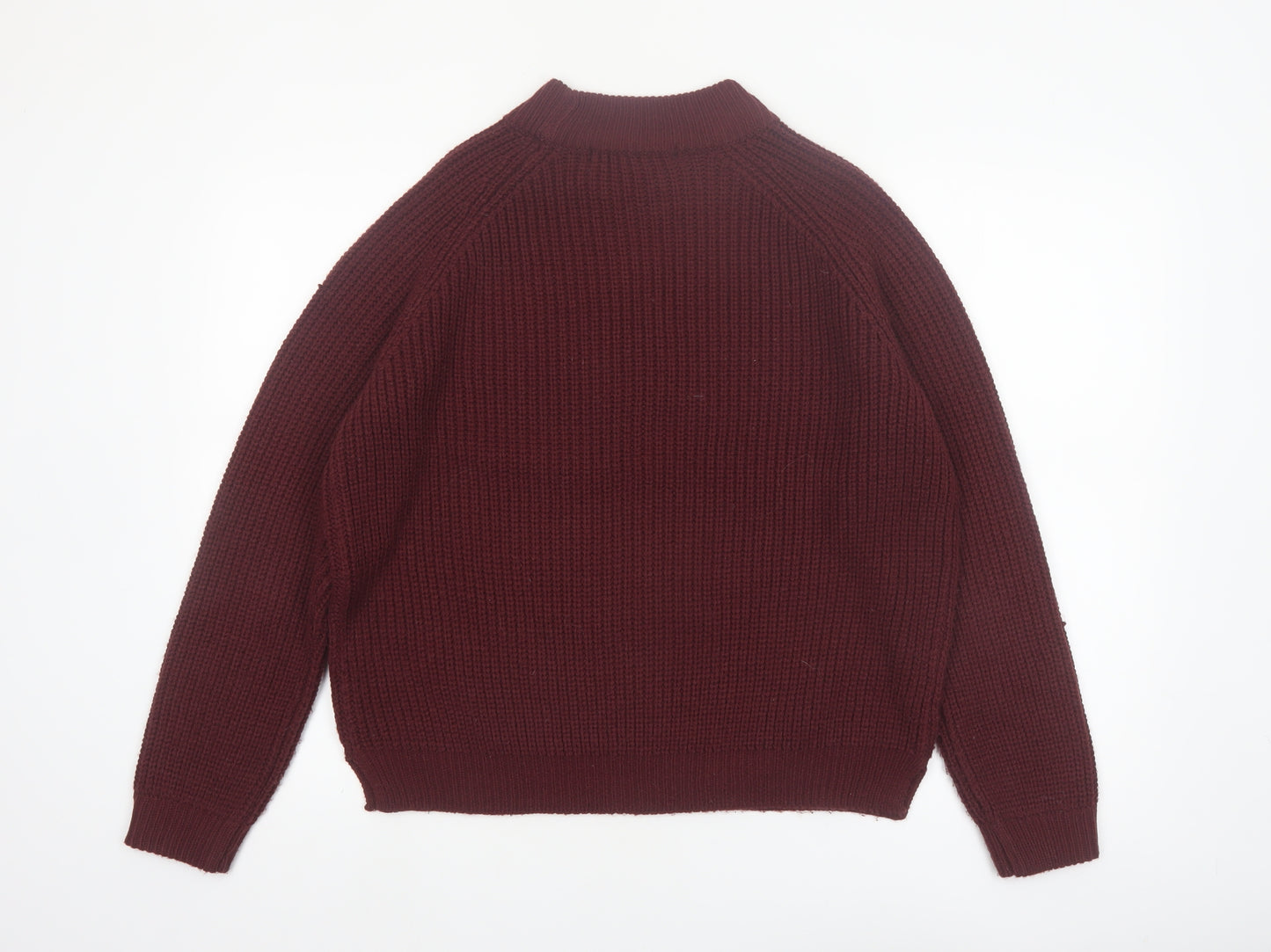 Vero Moda Womens Red Chunky Knit Mock Neck Jumper Size M