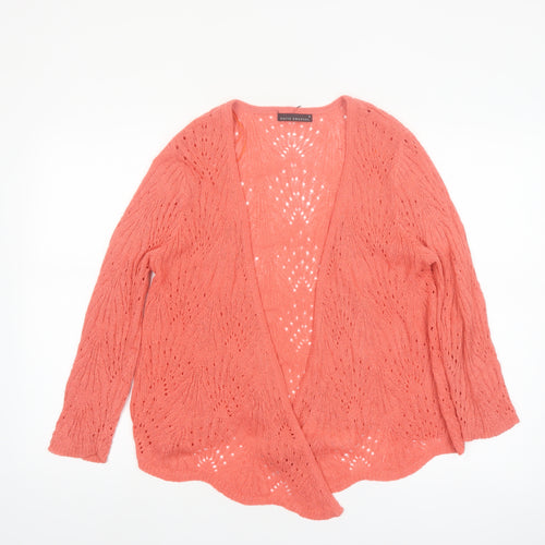 David Emanuel Women Pink Open Knit Cardigan M Lightweight