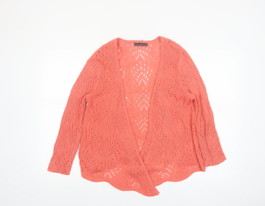 David Emanuel Women Pink Open Knit Cardigan M Lightweight