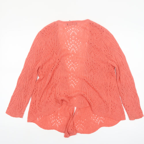 David Emanuel Women Pink Open Knit Cardigan M Lightweight