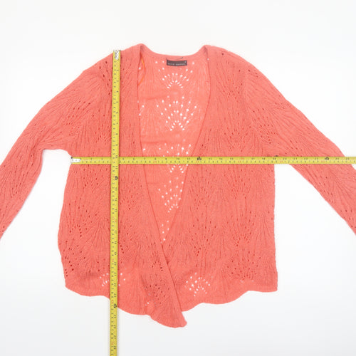 David Emanuel Women Pink Open Knit Cardigan M Lightweight