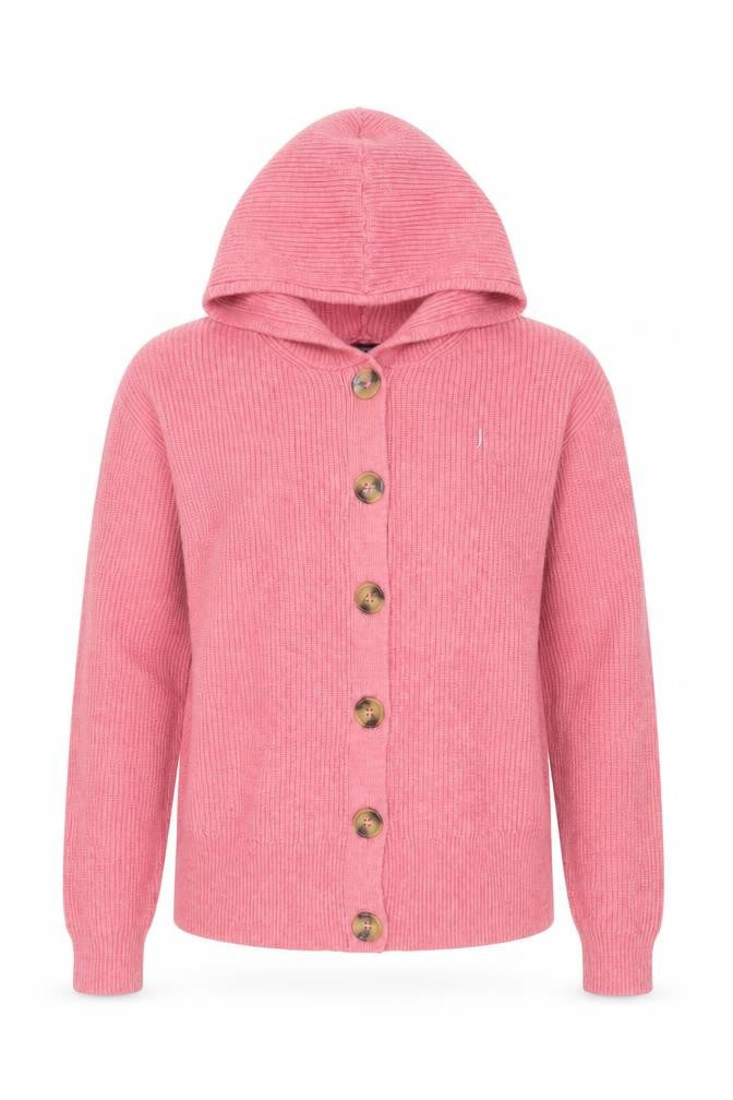 Marks and Spencer Women Pink Hooded Button Cardigan XS