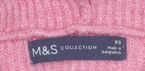 Marks and Spencer Women Pink Hooded Button Cardigan XS