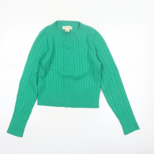 Jessica Simpson Women’s Green Cable-Knit Pullover Jumper Size S
