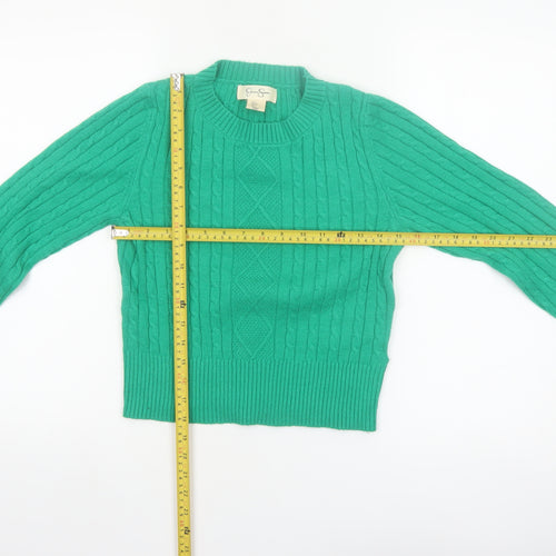 Jessica Simpson Women’s Green Cable-Knit Pullover Jumper Size S