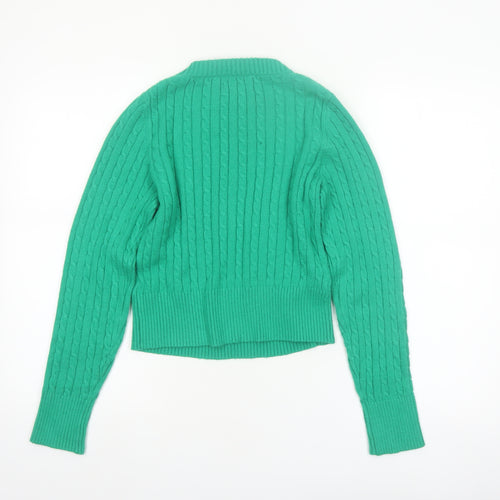 Jessica Simpson Women’s Green Cable-Knit Pullover Jumper Size S