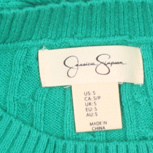 Jessica Simpson Women’s Green Cable-Knit Pullover Jumper Size S