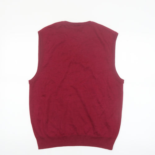 Bar Harbour Men's Red Wool Blend V-Neck Sleeveless Jumper Vest M