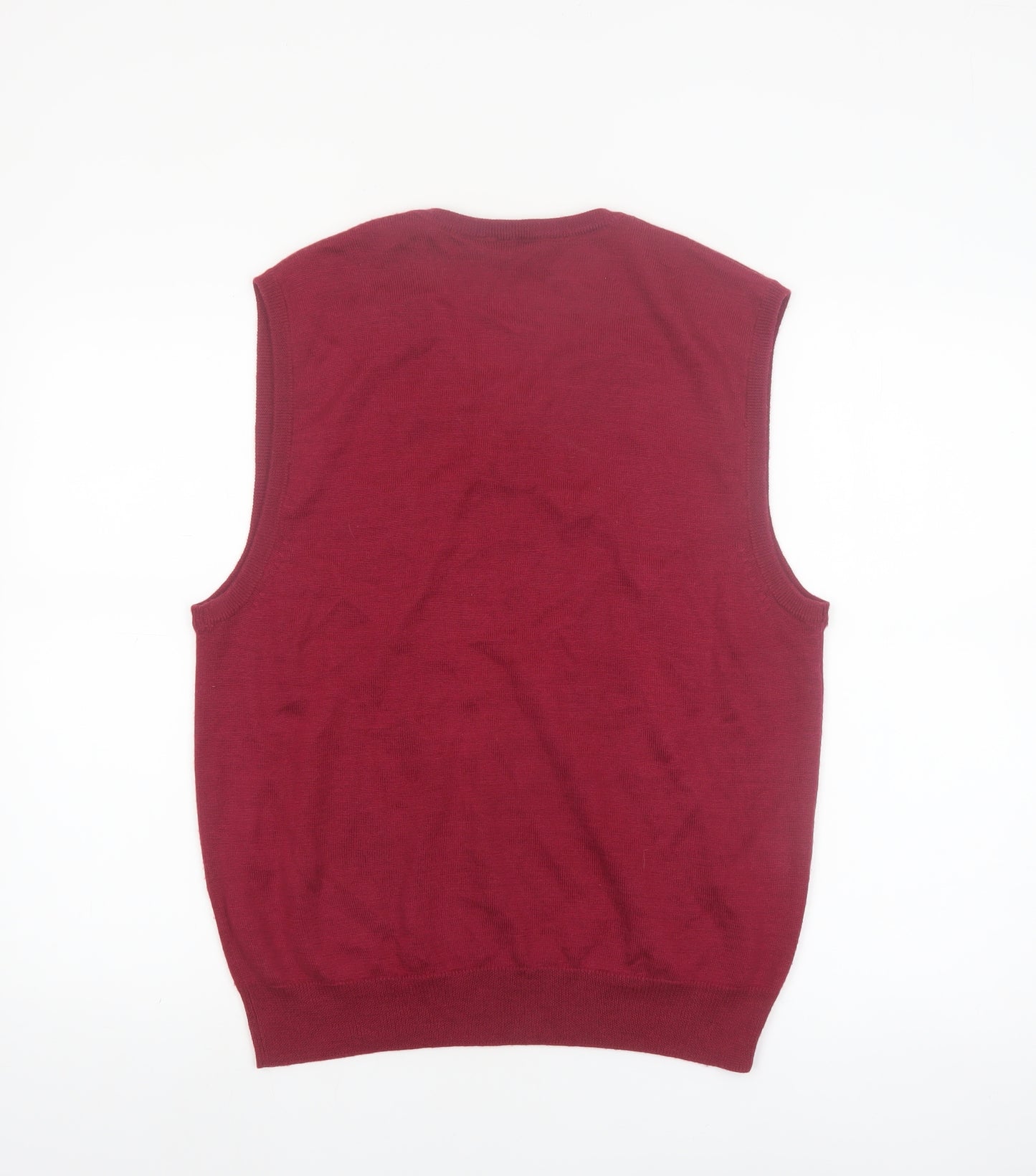 Bar Harbour Men's Red Wool Blend V-Neck Sleeveless Jumper Vest M