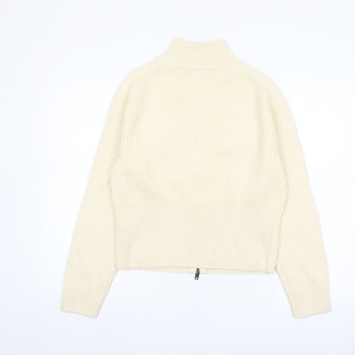 Marks and Spencer Women Ivory Full Zip Knit Jumper Size S