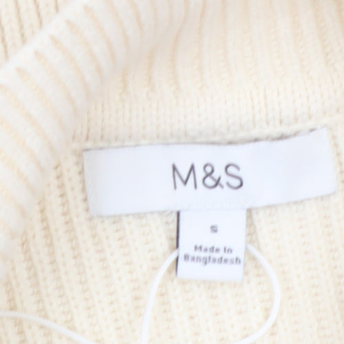Marks and Spencer Women Ivory Full Zip Knit Jumper Size S