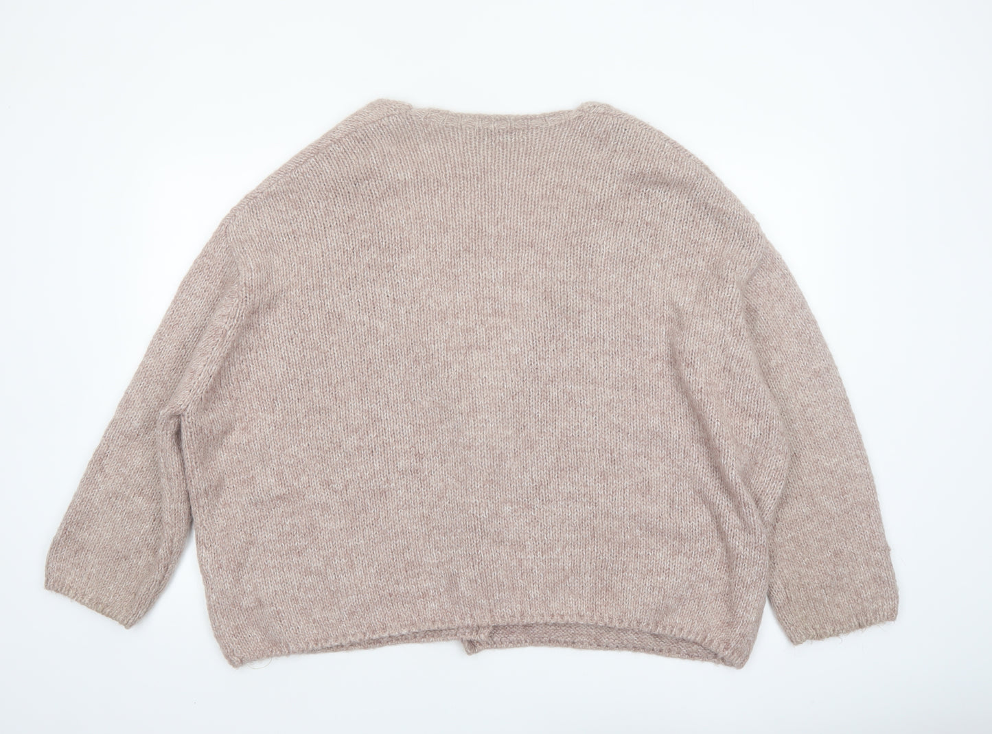 Pull & Bear Women Beige Chunky Knit Open Cardigan L