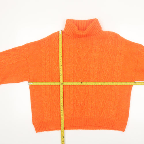 F&F Women's Orange Cable-Knit Roll Neck Jumper Size 18