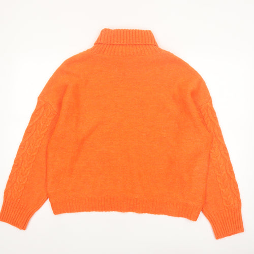 F&F Women's Orange Cable-Knit Roll Neck Jumper Size 18