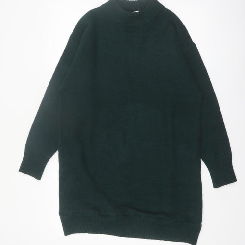 Monki Womens Green Mock Neck Knit Pullover Jumper XS