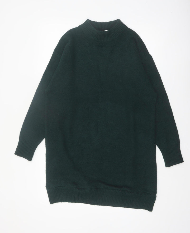 Monki Womens Green Mock Neck Knit Pullover Jumper XS