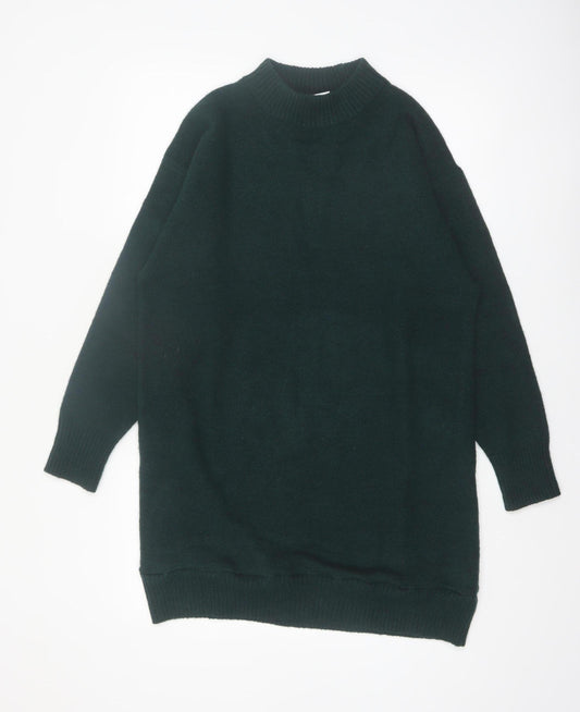 Monki Womens Green Mock Neck Knit Pullover Jumper XS