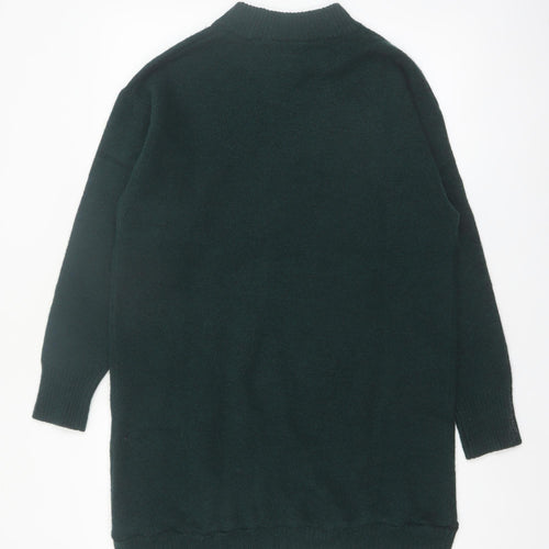 Monki Womens Green Mock Neck Knit Pullover Jumper XS