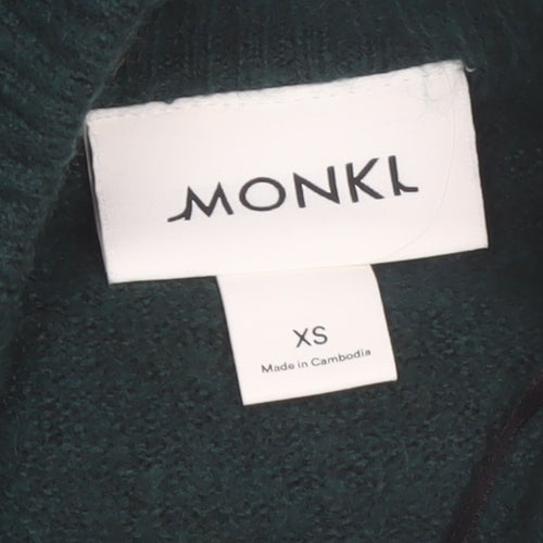 Monki Womens Green Mock Neck Knit Pullover Jumper XS