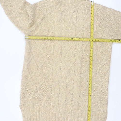 Tu Woman Beige Cable-Knit Roll Neck Jumper Size 16