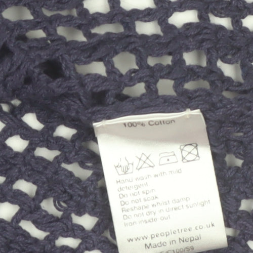 People Tree Womens Purple Cotton Crochet Short Sleeve Cardigan M