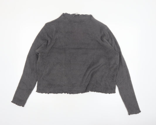 Marks and Spencer Women’s Grey Mock Neck Long Sleeve Pullover Jumper Size 16