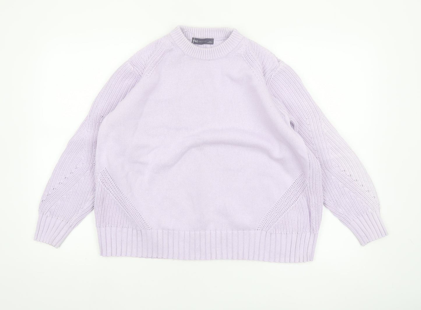 Marks and Spencer Women Lavender Cotton Knit Jumper L
