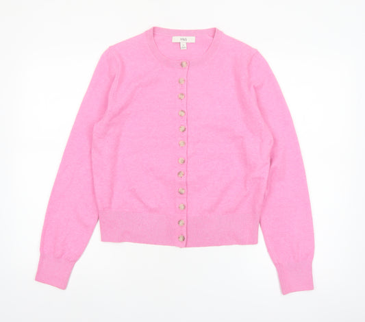 Marks and Spencer Women’s Pink Crew Neck Button Cardigan M
