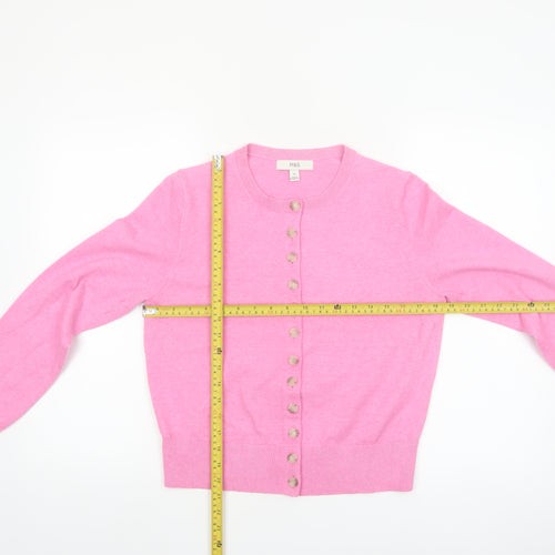 Marks and Spencer Women’s Pink Crew Neck Button Cardigan M