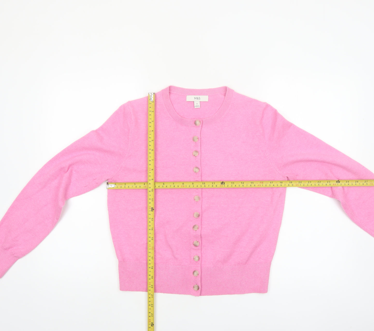 Marks and Spencer Women’s Pink Crew Neck Button Cardigan M