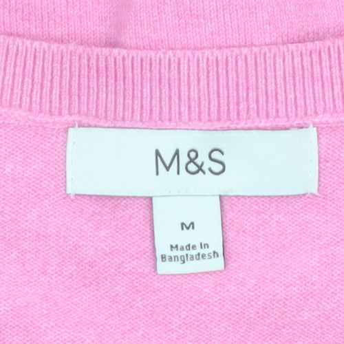 Marks and Spencer Women’s Pink Crew Neck Button Cardigan M