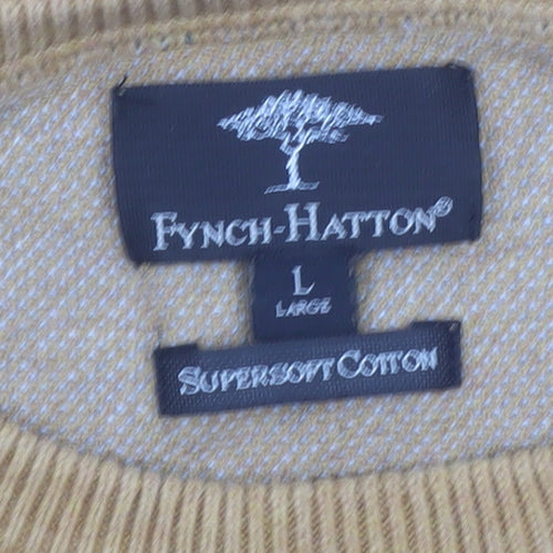 Fynch-Hatton Men's Brown Cotton Crew Neck Jumper Size L