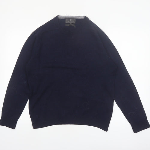 Marks and Spencer Men's Blue Wool Regular Fit Jumper M