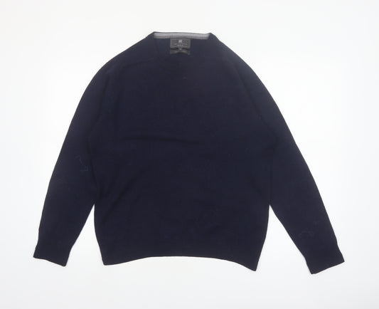 Marks and Spencer Men's Blue Wool Regular Fit Jumper M