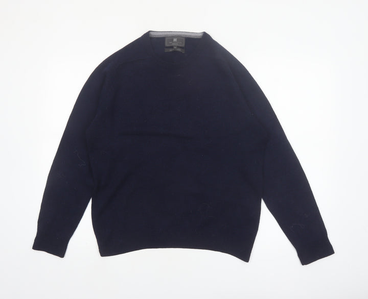 Marks and Spencer Men's Blue Wool Regular Fit Jumper M