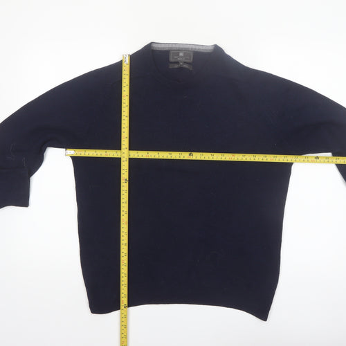 Marks and Spencer Men's Blue Wool Regular Fit Jumper M