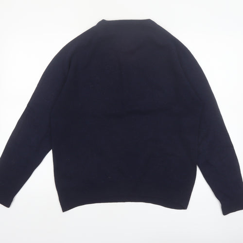 Marks and Spencer Men's Blue Wool Regular Fit Jumper M