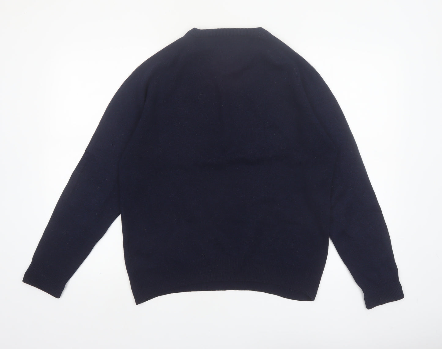 Marks and Spencer Men's Blue Wool Regular Fit Jumper M
