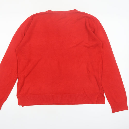 Marks and Spencer Women's Red Acrylic Crew Neck Jumper Size 16